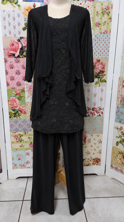 Black Lace 3-Piece Pants Set LR0662