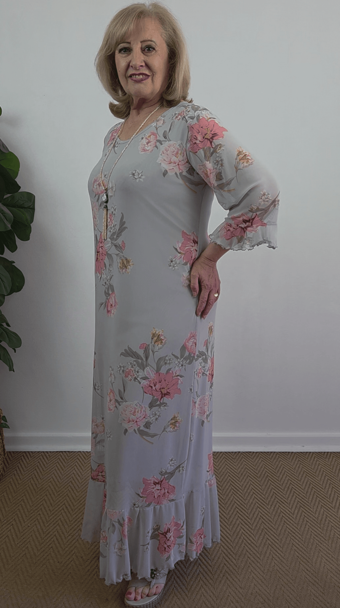 Grey & Pink Dress LR0109