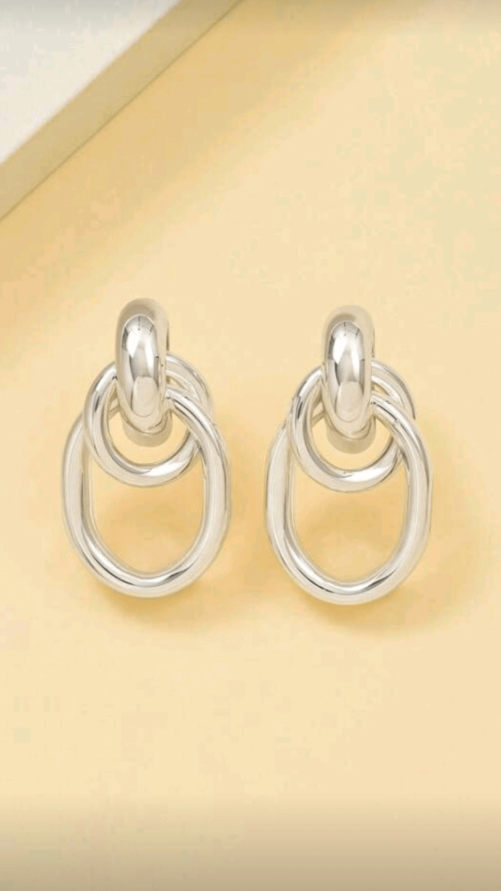 Oval Drop Silver EarringJU0132