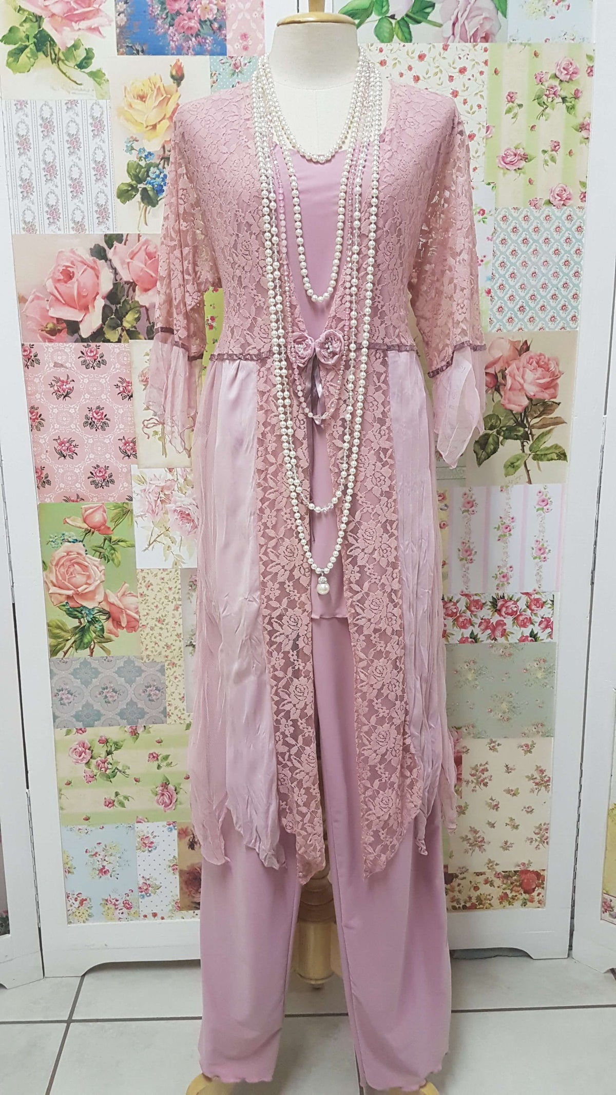 Dusty Pink 3-Piece Pants Set LR072