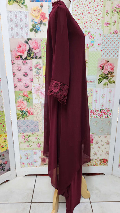 Burgundy 3-Piece Pants Set LR0561