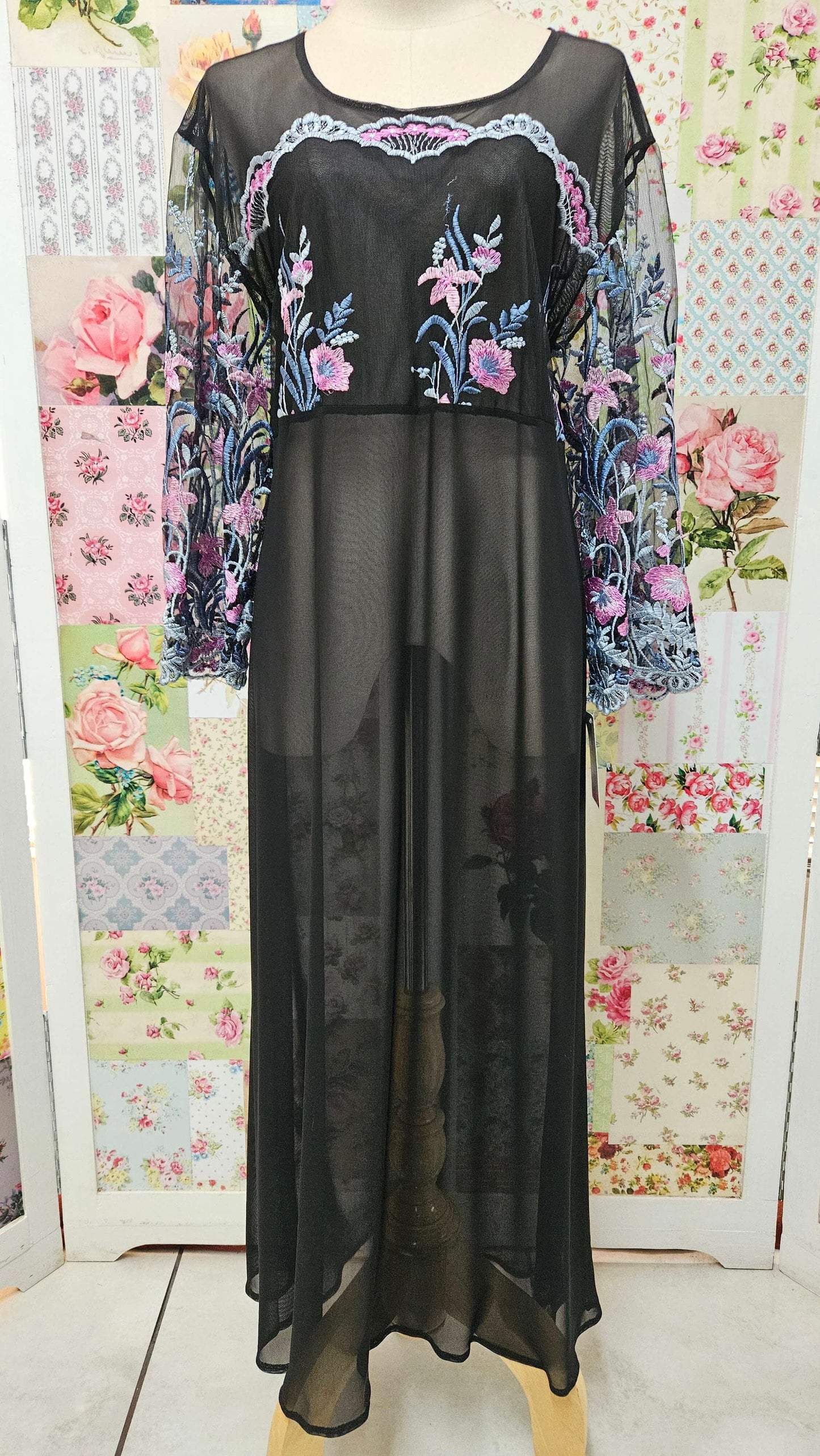 Black Floral 2-Piece Dress GD0219