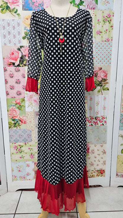 Black and white polka dot mesh dress for formal and casual occasions, plus sizes L–3XL, women's summer wear South Africa