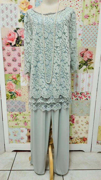 Sage Green 3-Piece Pants Set SZ032