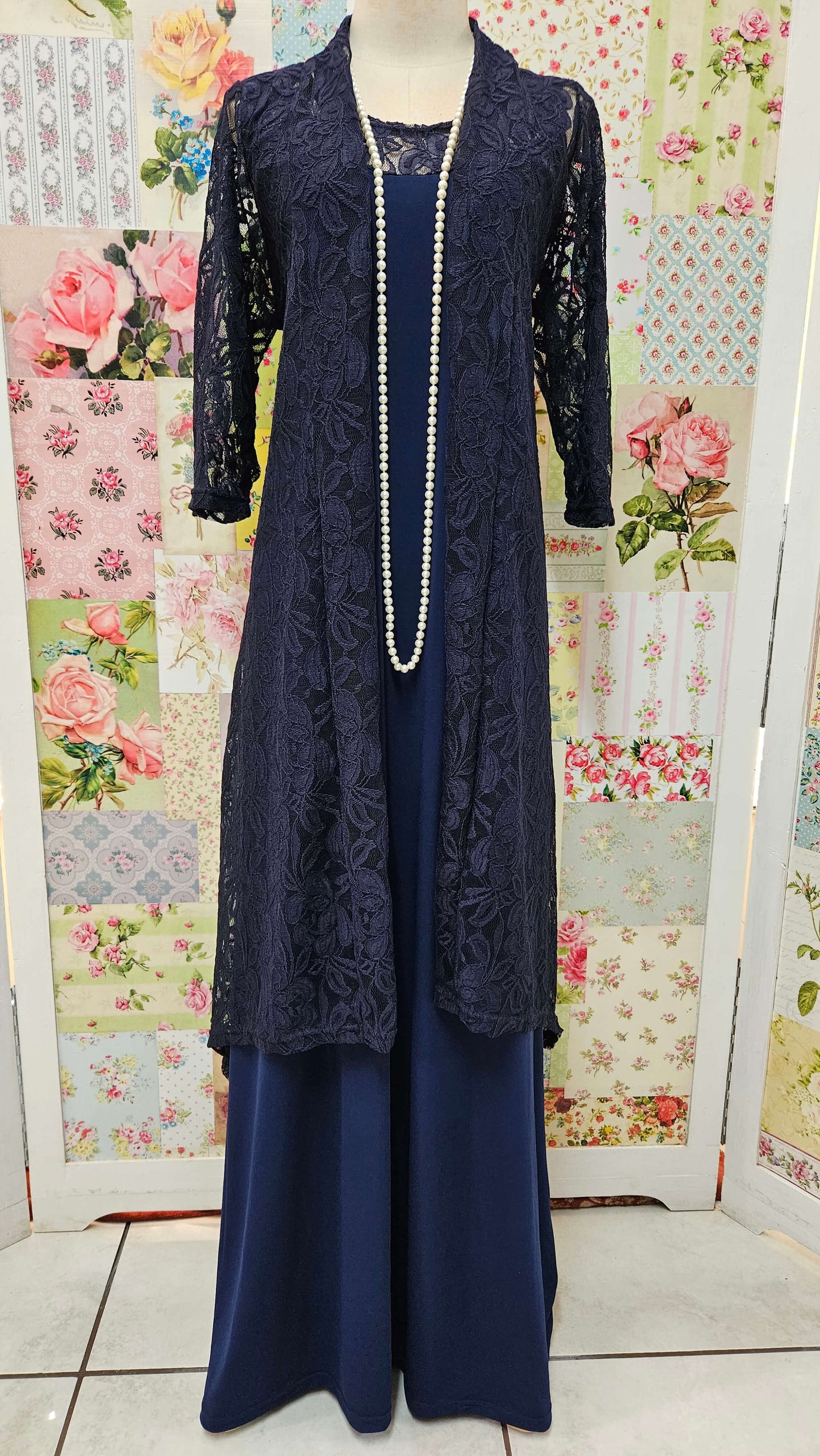 Navy Blue 2-Piece Dress Set SH045