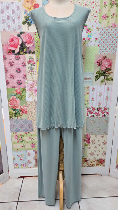 Sage Green Polka Dot 3-Piece Pants Set LR0414