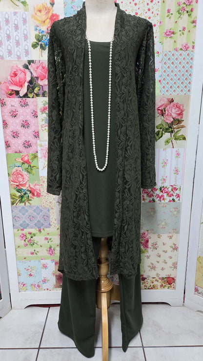 Olive Green 3-Piece Pants Set SH056