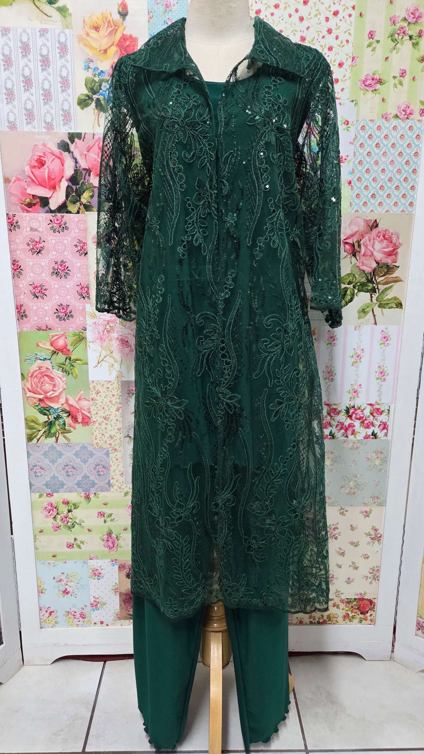 Emerald Green 3-Piece Pants Set LR044