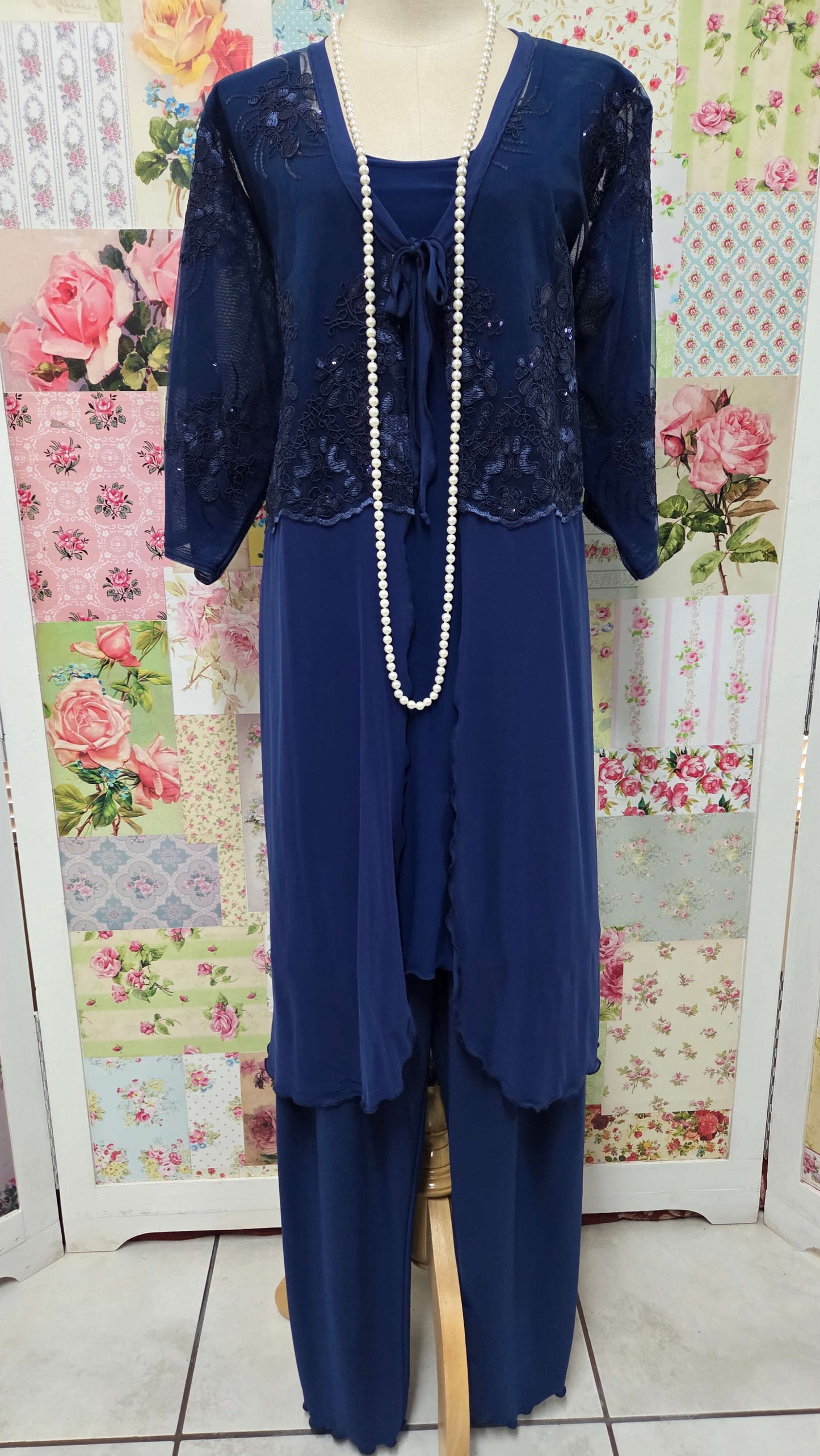 Navy Blue 3-Piece Pants Set LR0LR0544