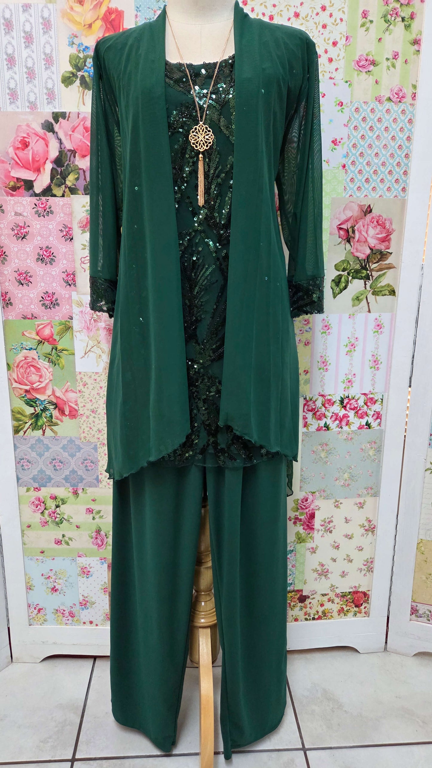 Emerald Green 3-Piece Pants Set LR0560