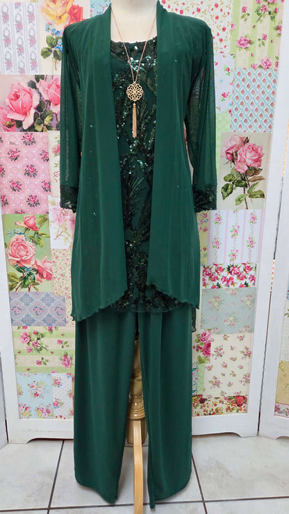 Emerald Green 3-Piece Pants Set LR0560