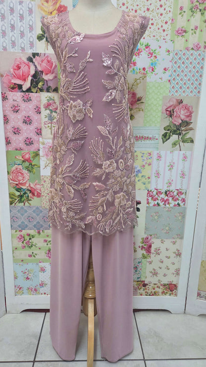 Dusty Pink 3-Piece Pants Set LR0580