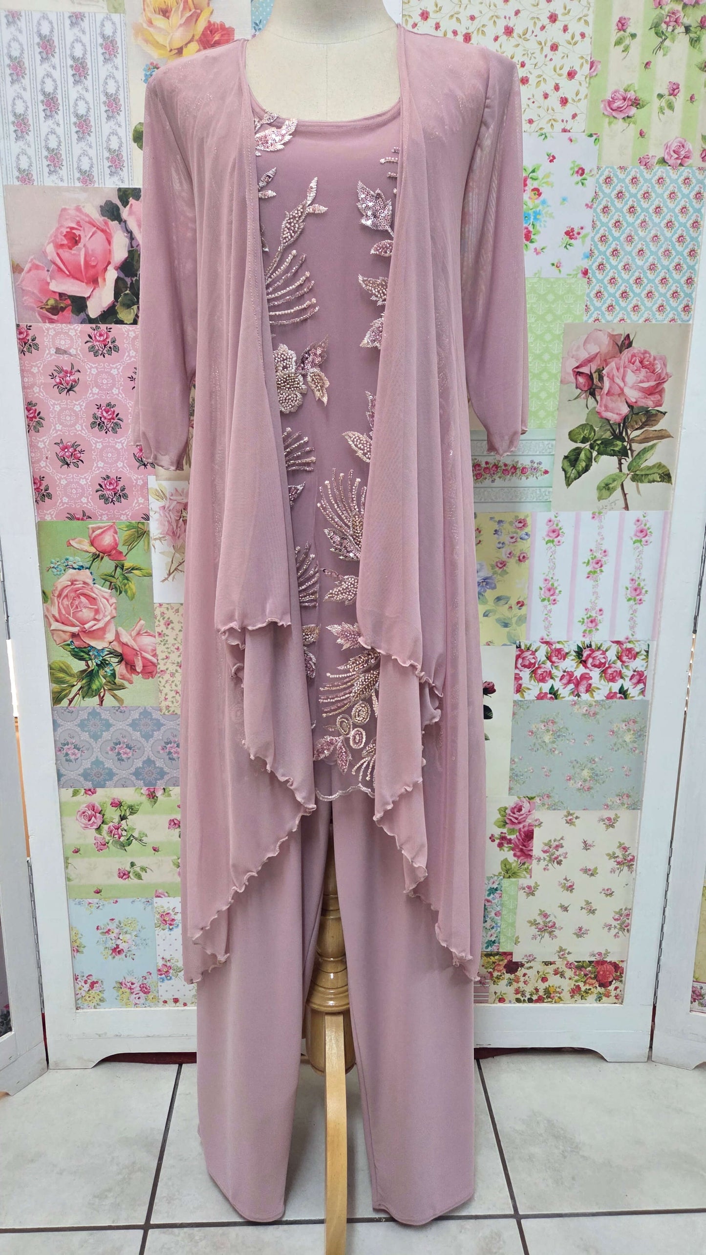 Dusty Pink 3-Piece Pants Set LR0580