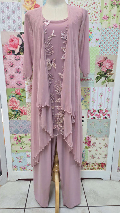 Dusty Pink 3-Piece Pants Set LR0580