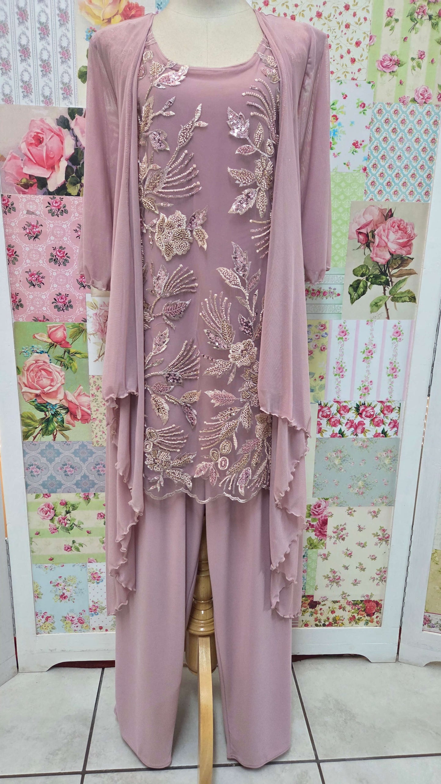 Dusty Pink 3-Piece Pants Set LR0580