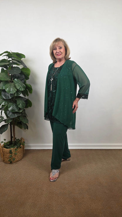 Emerald Green 3-Piece Pants Set LR0560