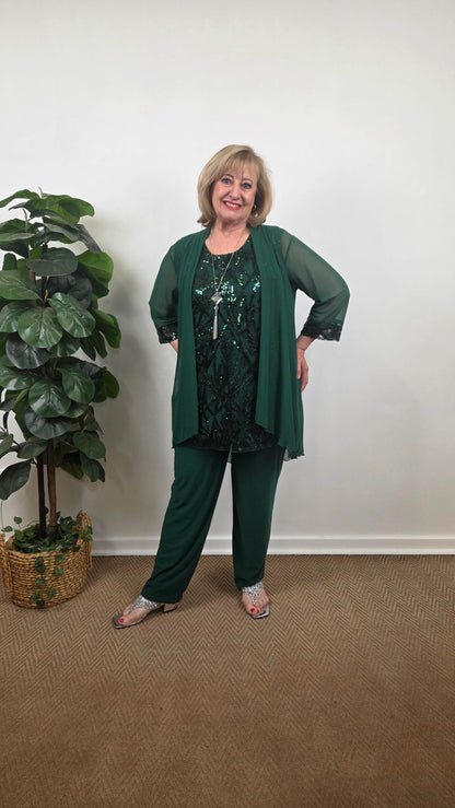 Emerald Green 3-Piece Pants Set LR0560