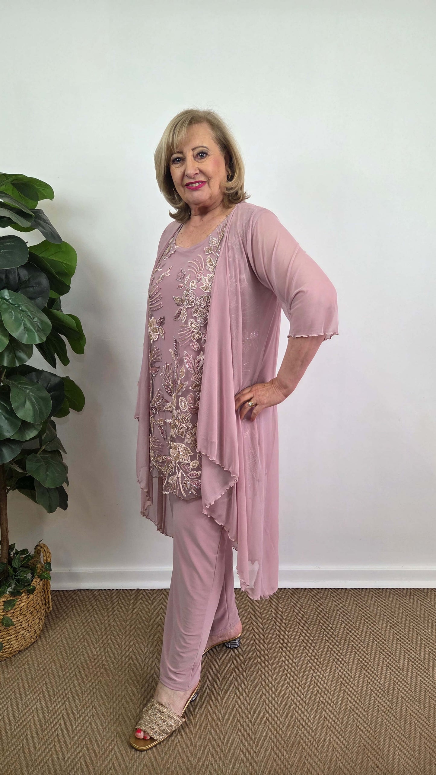 Dusty Pink 3-Piece Pants Set LR0580