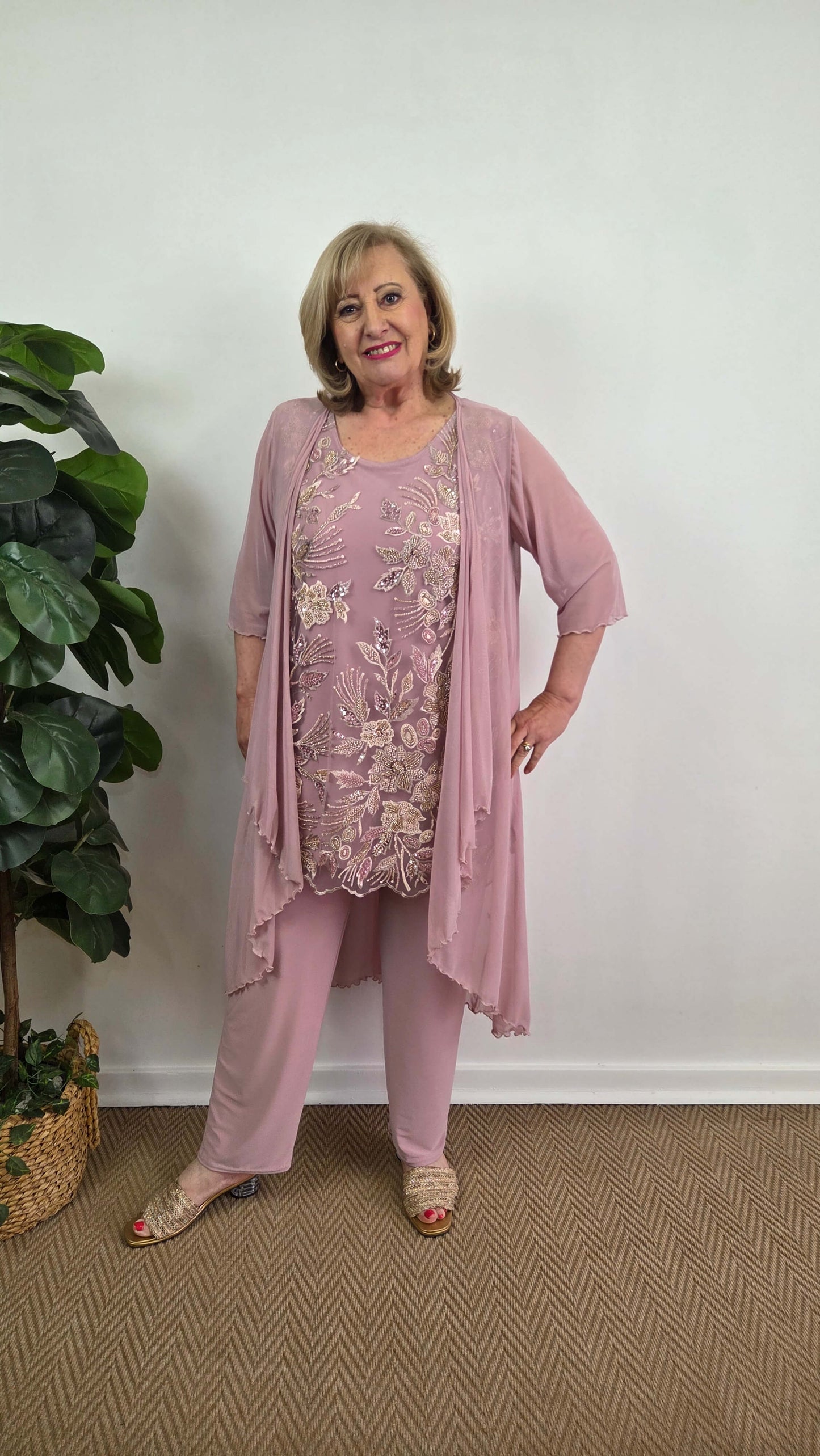 Dusty Pink 3-Piece Pants Set LR0580