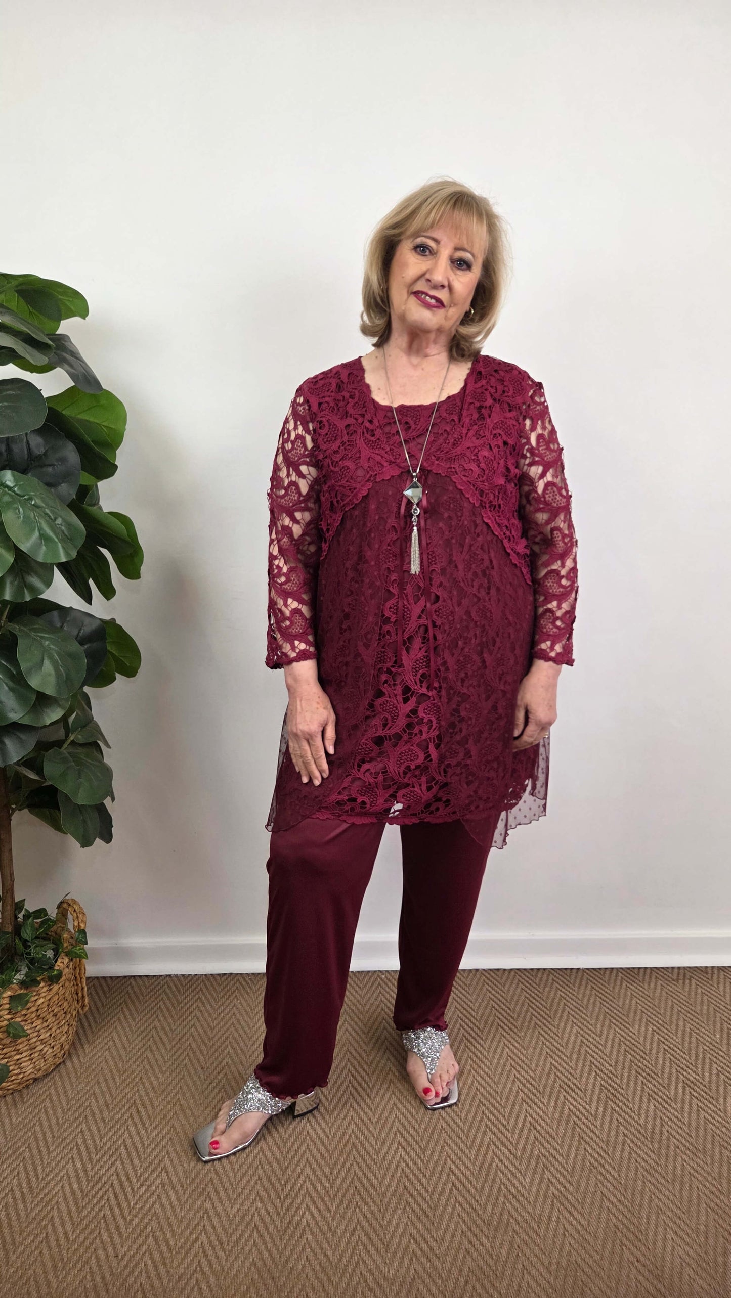 Maroon 3-Piece Pants Set LR0653