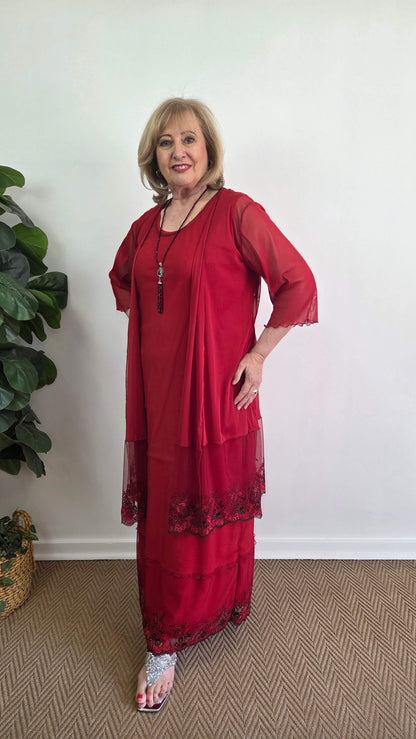 Maroon 3-Piece Dress Set LR0400