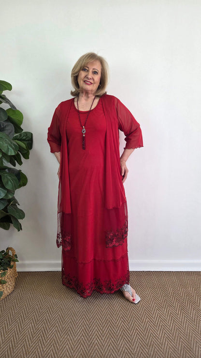 Maroon 3-Piece Dress Set LR0400