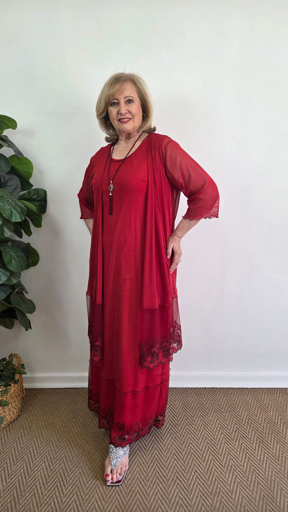 Maroon 3-Piece Dress Set LR0400