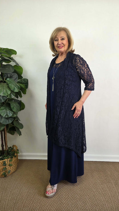 Navy Blue 2-Piece Dress Set SH045