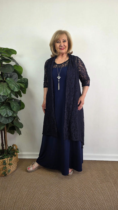 Navy Blue 2-Piece Dress Set SH045