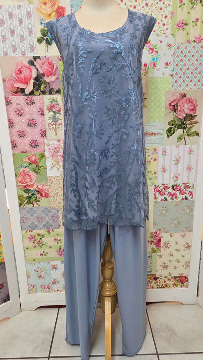 Dusty Blue 3-Piece Pants Set LR097