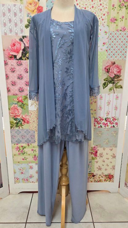 Dusty Blue 3-Piece Pants Set LR097