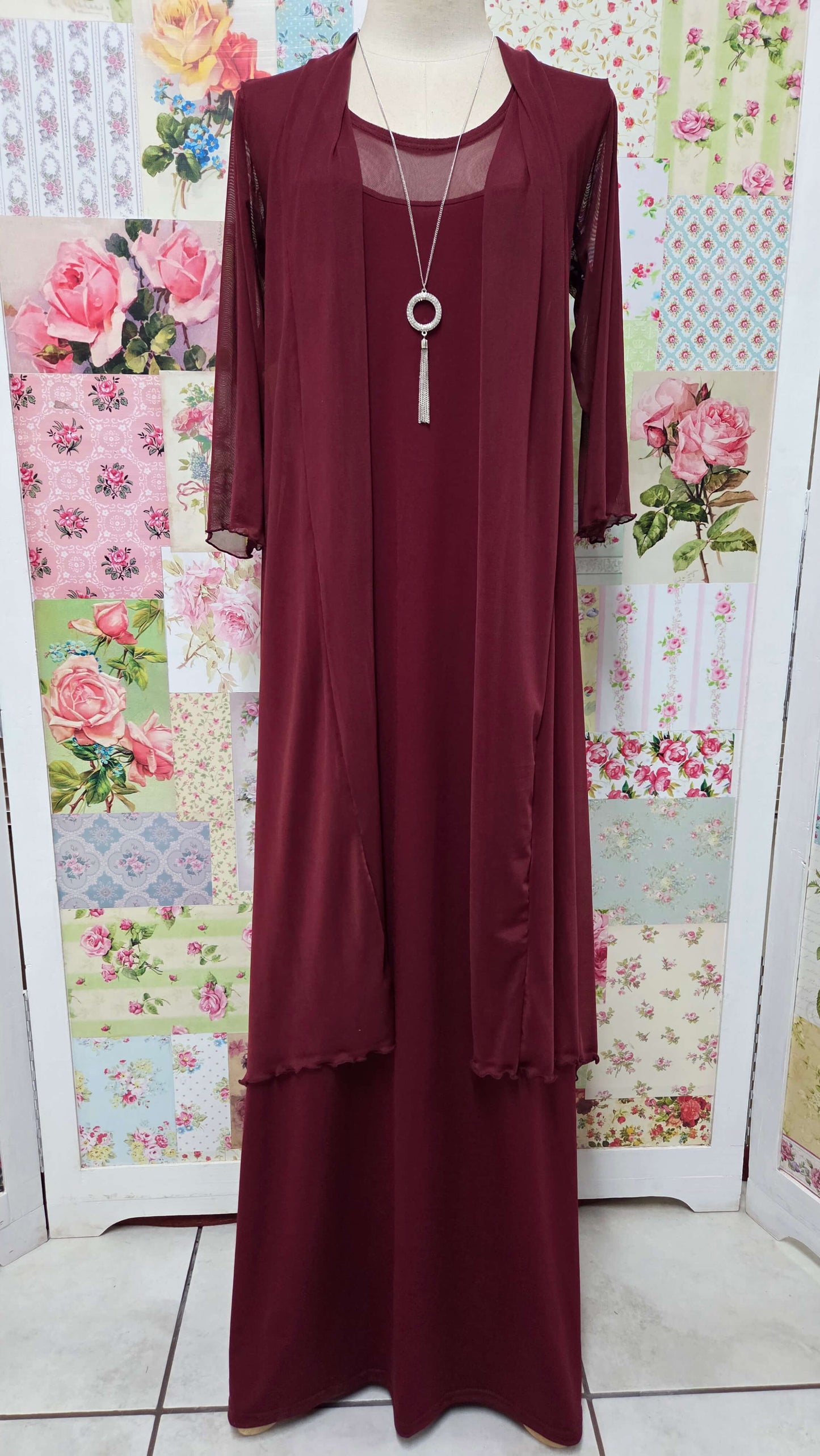 Maroon 2-Piece Dress Set SH061