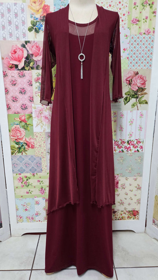 Maroon 2-Piece Dress Set SH061