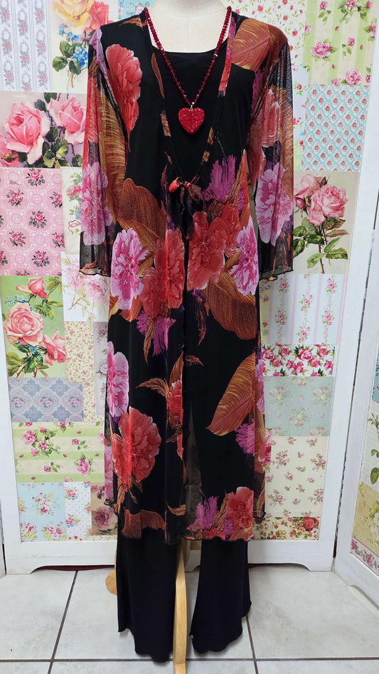 Black Floral Mesh Jacket LR0409