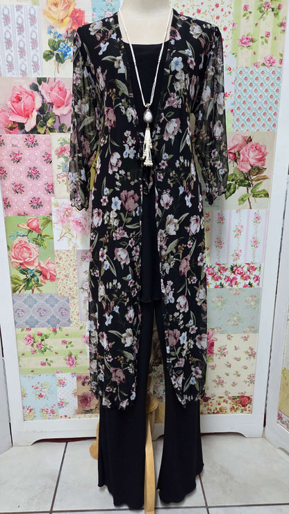Black Floral Mesh Jacket LR0408