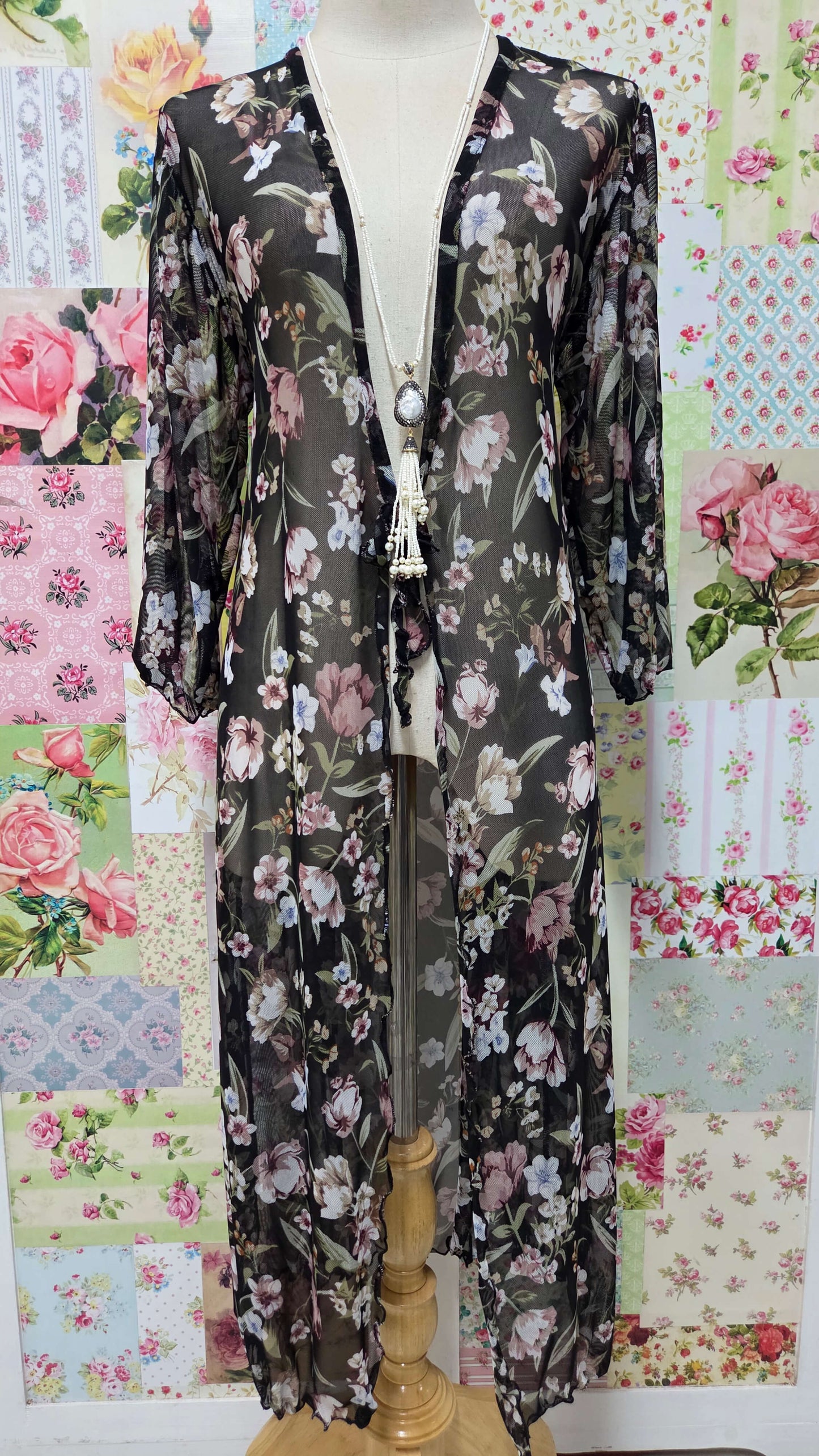 Black Floral Mesh Jacket LR0408