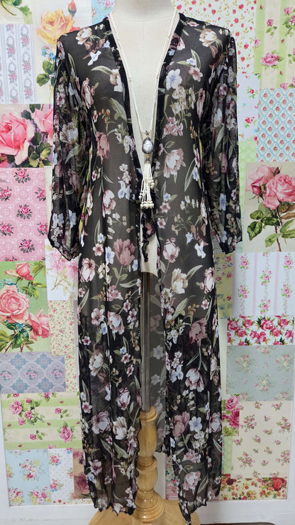 Black Floral Mesh Jacket LR0408