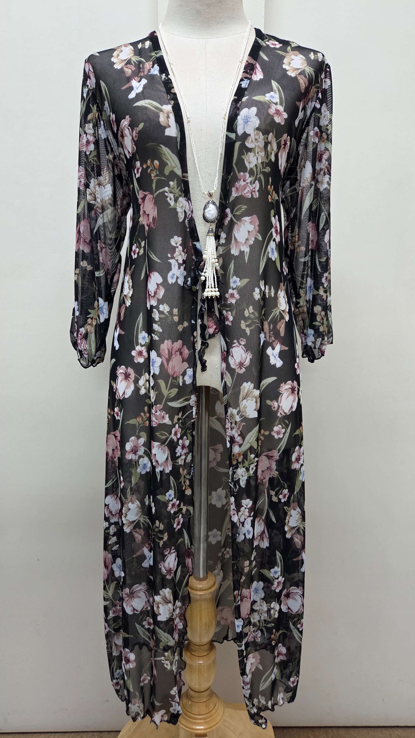 Black Floral Mesh Jacket LR0408