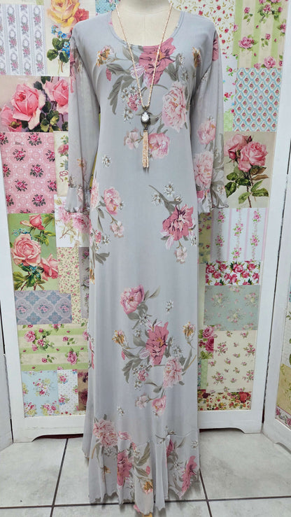 Grey & Pink Dress LR0109