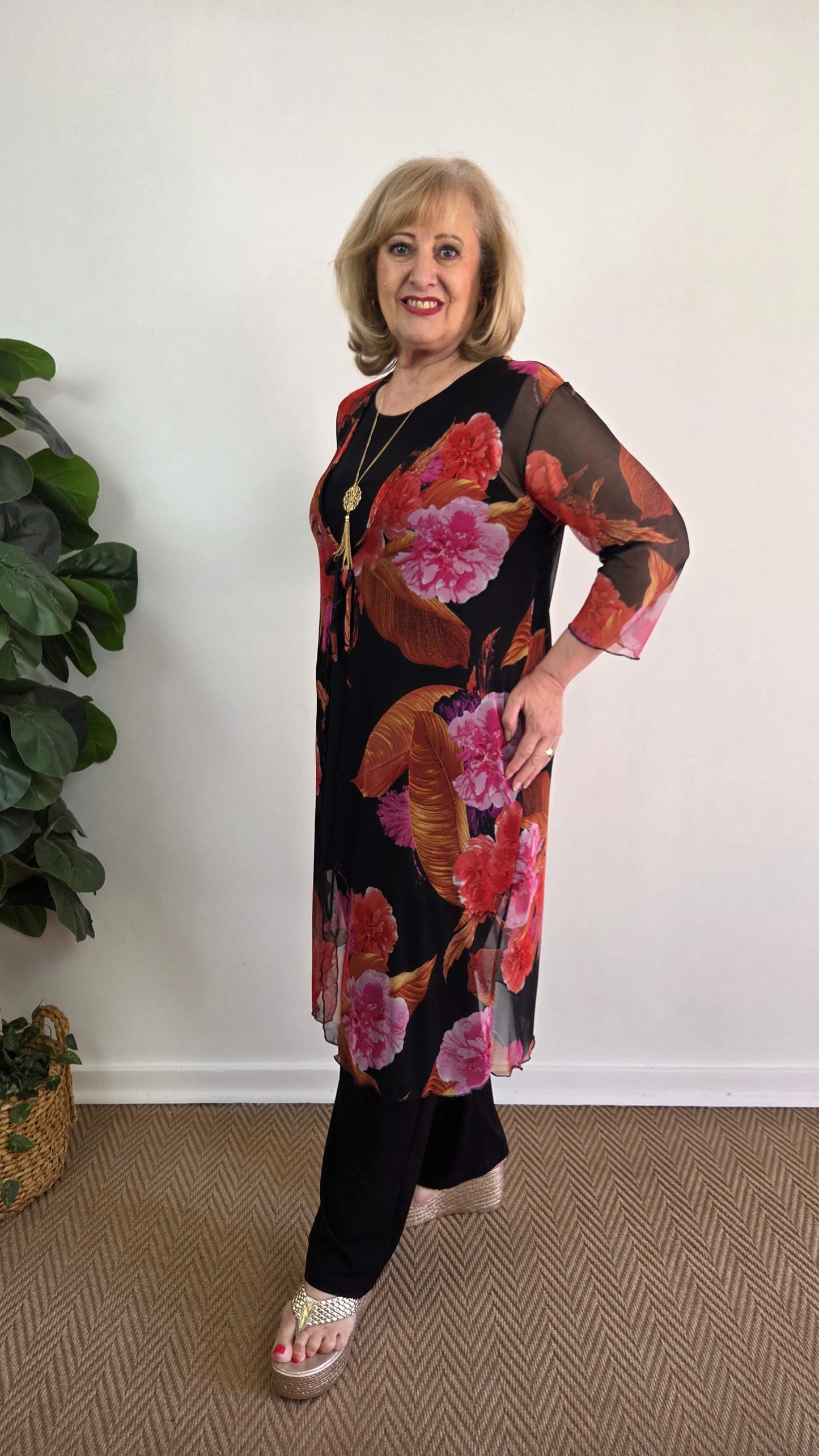 Black Floral Mesh Jacket LR0409