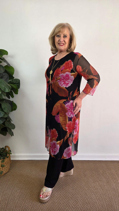 Black Floral Mesh Jacket LR0409