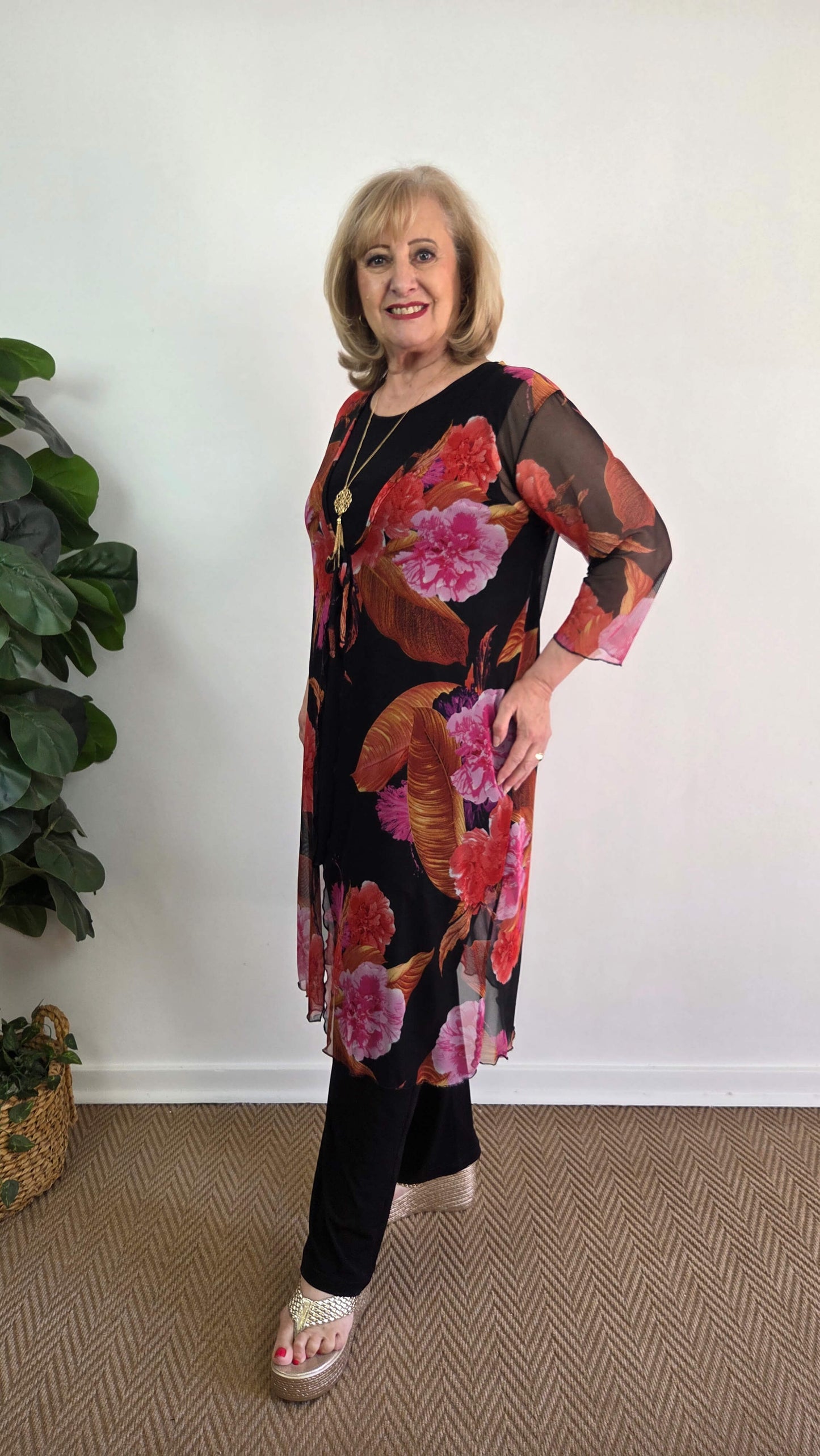 Black Floral Mesh Jacket LR0409