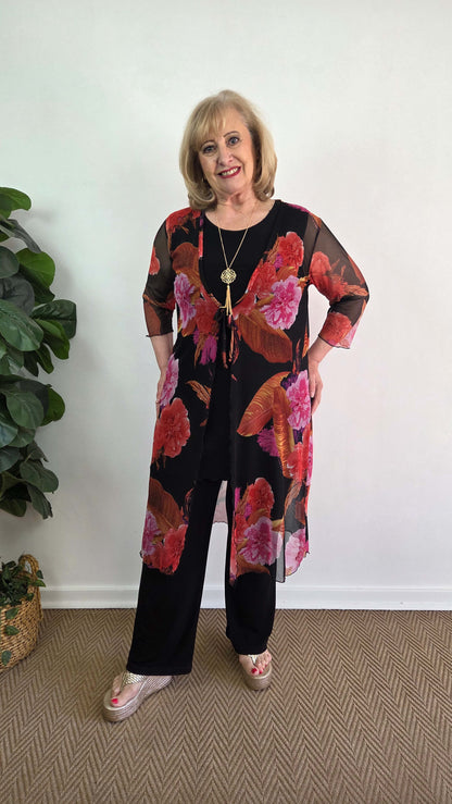 Black Floral Mesh Jacket LR0409