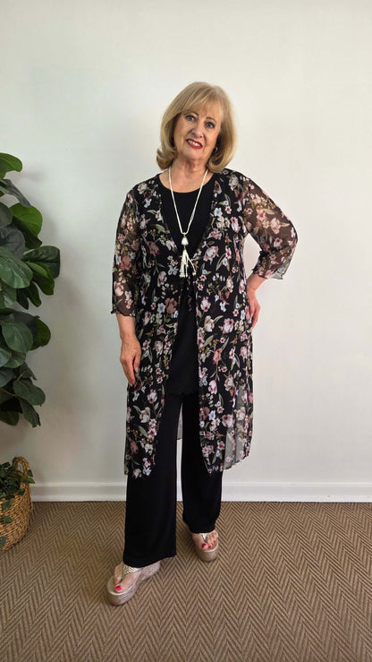 Black Floral Mesh Jacket LR0408