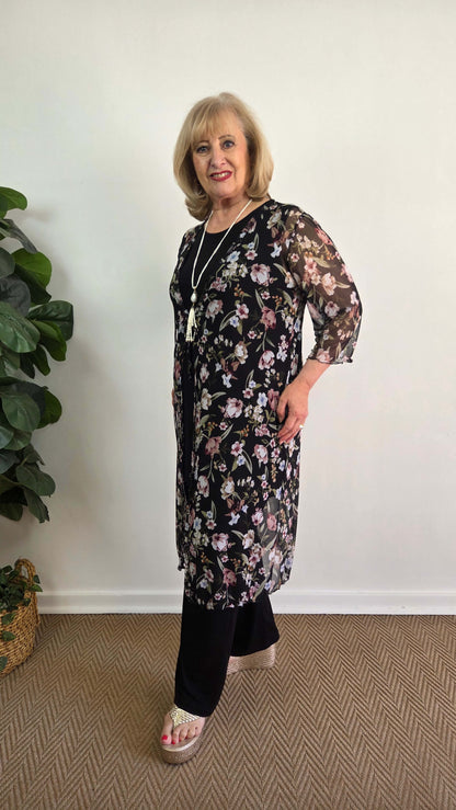 Black Floral Mesh Jacket LR0408