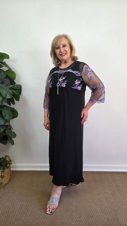 Black Floral 2-Piece Dress GD0219