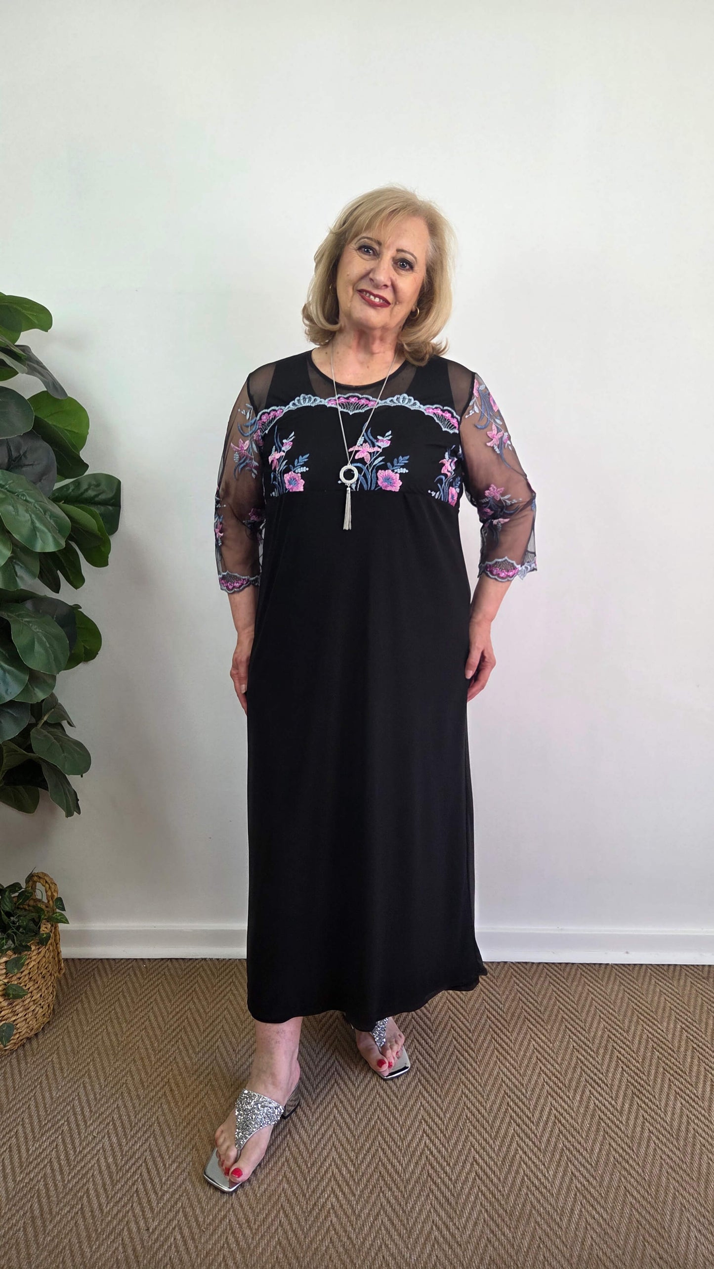 Black Floral 2-Piece Dress GD0219