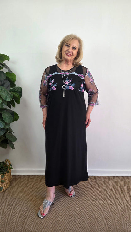 Black Floral 2-Piece Dress GD0219