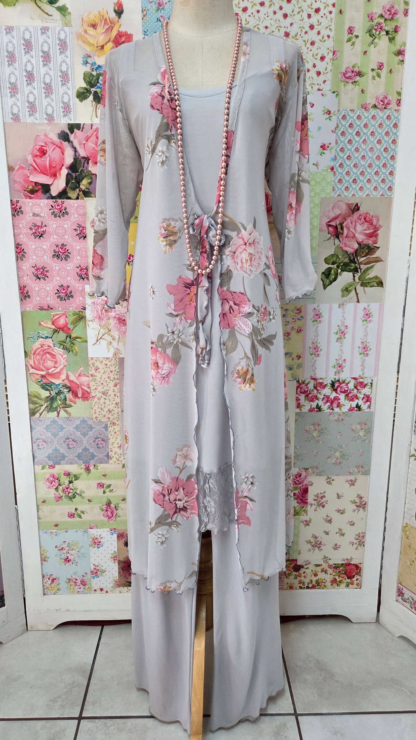 Grey Printed Pants Set LR0628