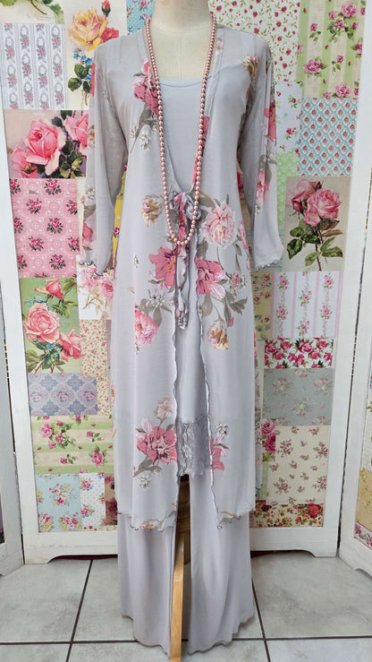 Grey Printed Pants Set LR0628